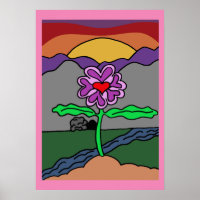 Trendy Colorful Hand Drawn Cartoon Flower