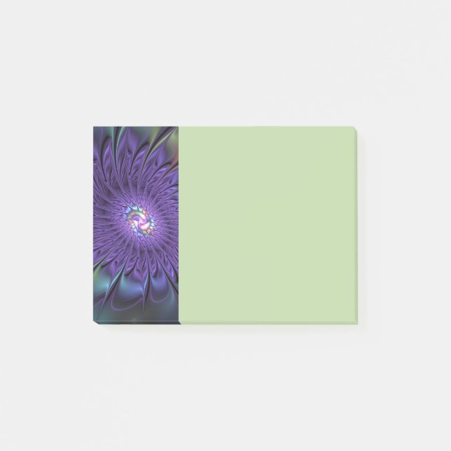 Trendy Colorful Modern Abstract Fractal Flower Post-it Notes (Front)