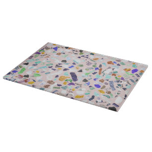 Trendy Colorful Shiny Stones Terrazzo Pink Design Cutting Board