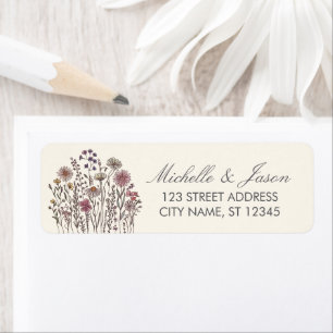 Trendy Colorful Wildflower Wedding Return Address Return Address Label