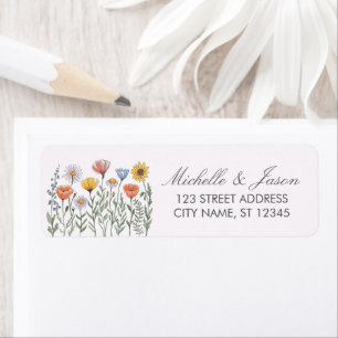 Trendy Colorful Wildflower Wedding Return Address Return Address Label