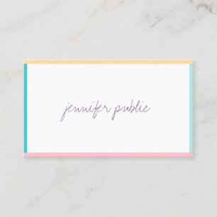 Trendy Colors Hand Script Simple Modern Template Business Card