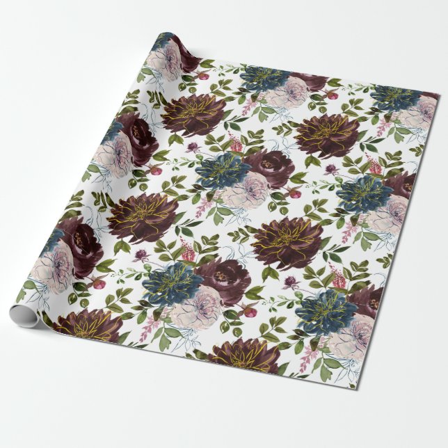 Trendy Colorways Floral Pattern Wrapping Paper (Unrolled)