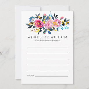 Trendy Colorways Watercolor Floral Bridal Advice Card