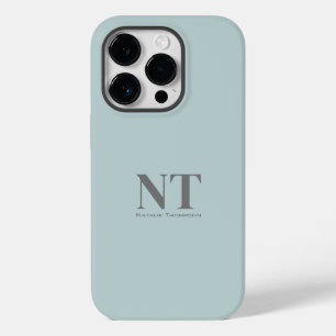 Trendy colour block Cute grey text Lovely blue Case-Mate iPhone 14 Pro Case