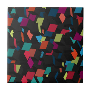 Trendy Colourful Abstract Geometric Cube Pattern C Ceramic Tile