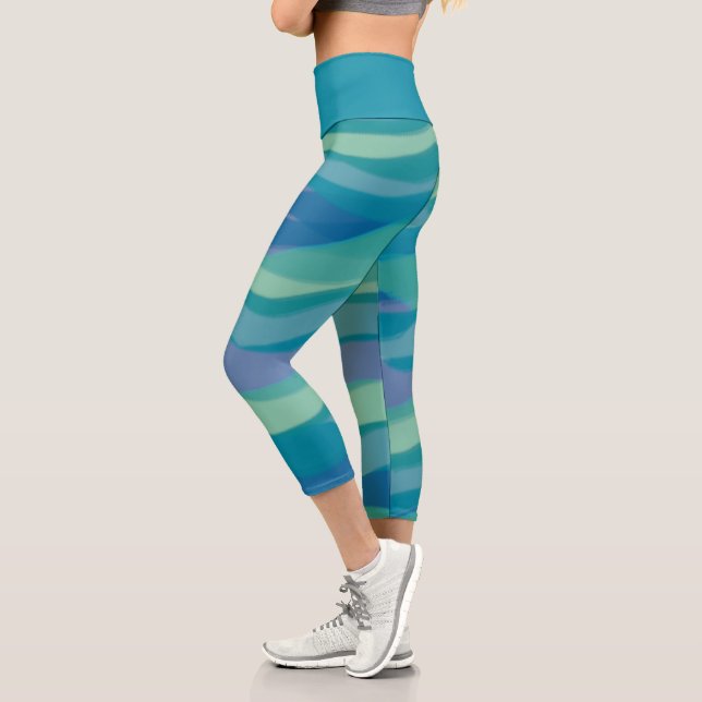Trendy Colourful Abstract Pattern Capri Leggings (Left)