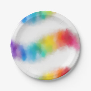 Trendy Colourful Abstract Template Modern Rainbow Paper Plate