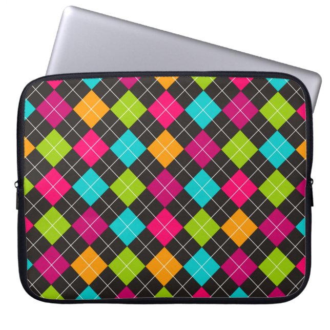 Trendy Colourful Argyle Pattern Laptop Sleeve (Front)