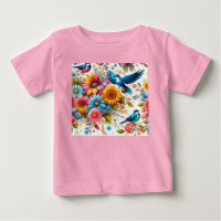 Trendy Colourful Butterflies Birds Flowers Pink
