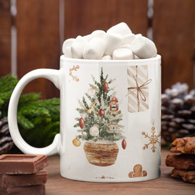 Trendy Colourful Christmas Pattern | Watercolor Coffee Mug (Creator Uploaded)