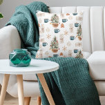 Trendy Colourful Christmas Pattern | Watercolor Cushion<br><div class="desc">Trendy Colourful Christmas Pattern | Watercolor</div>