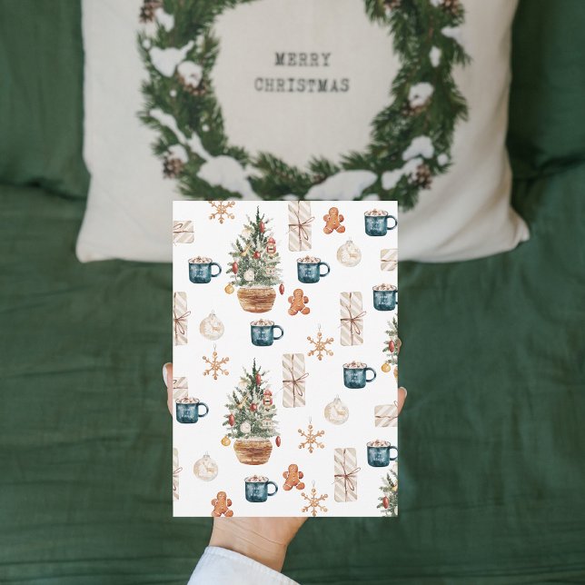 Trendy Colourful Christmas Pattern | Watercolor Holiday Card (Creator Uploaded)