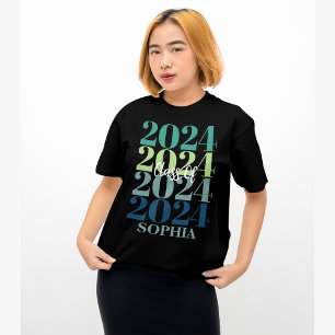 Trendy Colourful Class Of 2024 Modern Graduate T-Shirt
