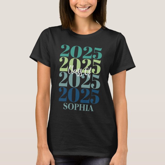 Trendy Colourful Class Of 2025 Modern Graduate T-Shirt (Front)