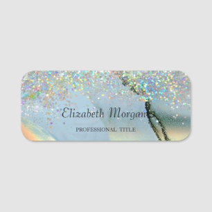 Trendy Colourful Confetti Alcohol Ink Name Tag