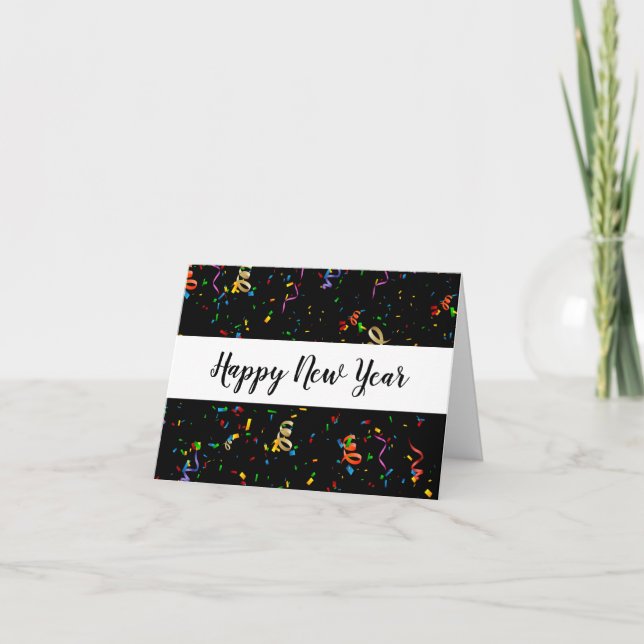 Trendy Colourful Confetti Business New Year Cards (Front)