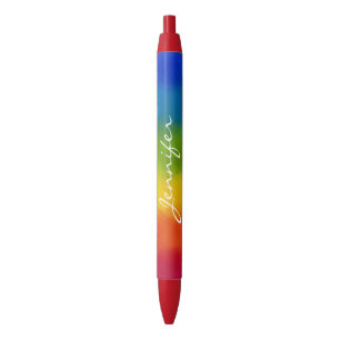 Trendy Colourful Custom Handwritten Name Script Blue Ink Pen