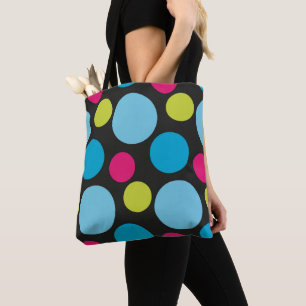 Trendy Colourful Dots Modern Pattern Pink Blue Fun Tote Bag