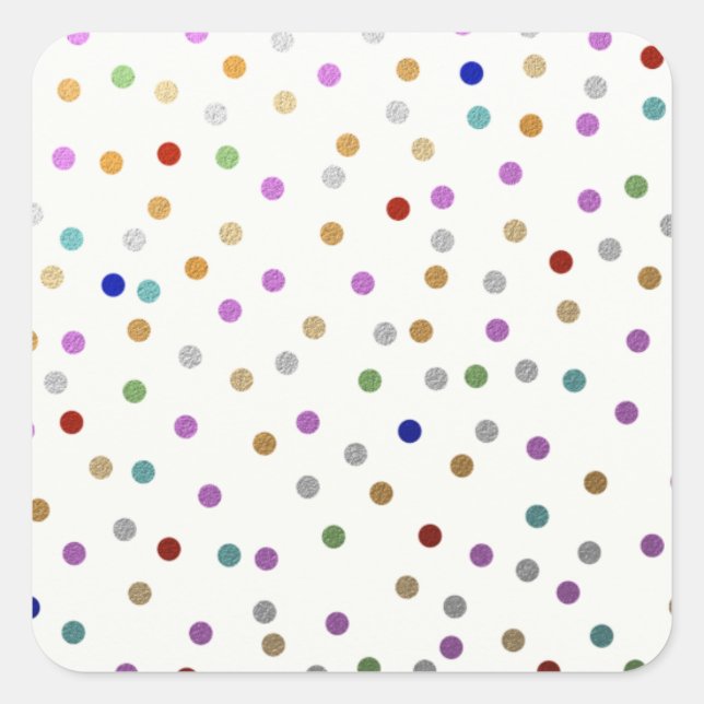 Trendy Colourful Dots Pattern Square Sticker (Front)