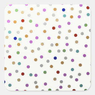 Trendy Colourful Dots Pattern Square Sticker