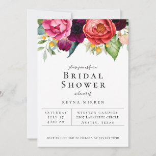 Trendy Colourful Floral Bridal Shower Invitation