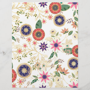 Trendy Colourful Folk Floral Original Golden Desig Custom Letterhead