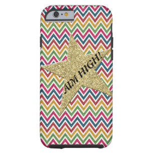 Trendy Colourful Glitter Zigzag Chevron-Aim High! Tough iPhone 6 Case