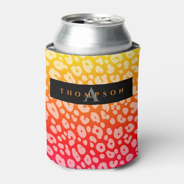 Trendy Colourful Gradient Jaguar Print Pattern Nam Can Cooler (Can Front)