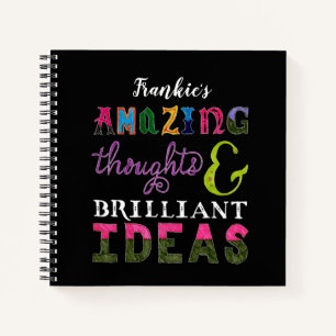 Trendy Colourful Hand Lettered Thoughts Ideas  Notebook