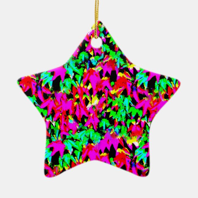 Trendy Colourful Leaves Wall Abstract Ceramic Ornament (Front)
