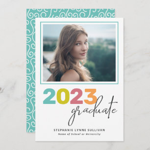 Trendy Colourful Lettering Modern Grad Party Invitation
