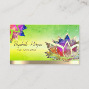 Trendy Colourful Lotus Flower Yoga Instructor Gree Business Card