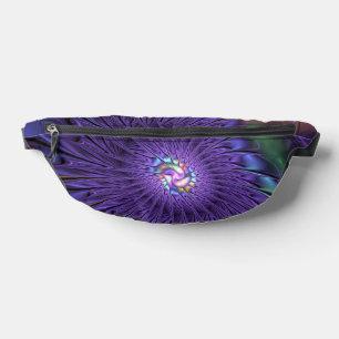 Trendy Colourful Modern Abstract Fractal Flower Bum Bags