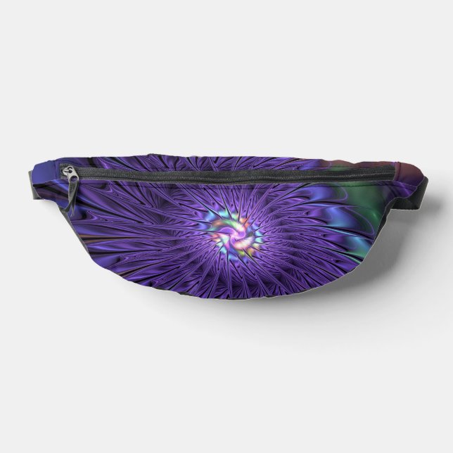 Trendy Colourful Modern Abstract Fractal Flower Bum Bags (Lay Down)