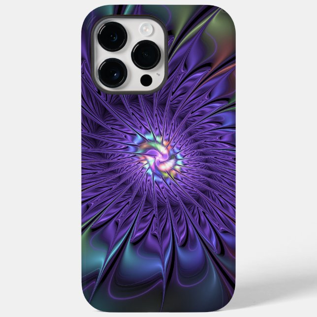 Trendy Colourful Modern Abstract Fractal Flower Case-Mate iPhone Case (Back)