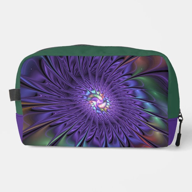 Trendy Colourful Modern Abstract Fractal Flower Dopp Kit (Front)