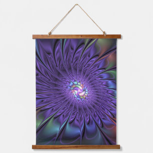 Trendy Colourful Modern Abstract Fractal Flower Hanging Tapestry