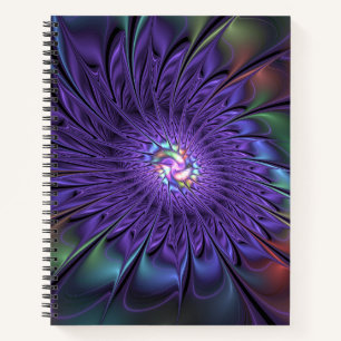 Trendy Colourful Modern Abstract Fractal Flower Notebook