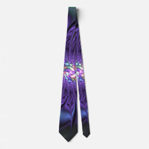 Trendy Colourful Modern Abstract Fractal Flower Tie