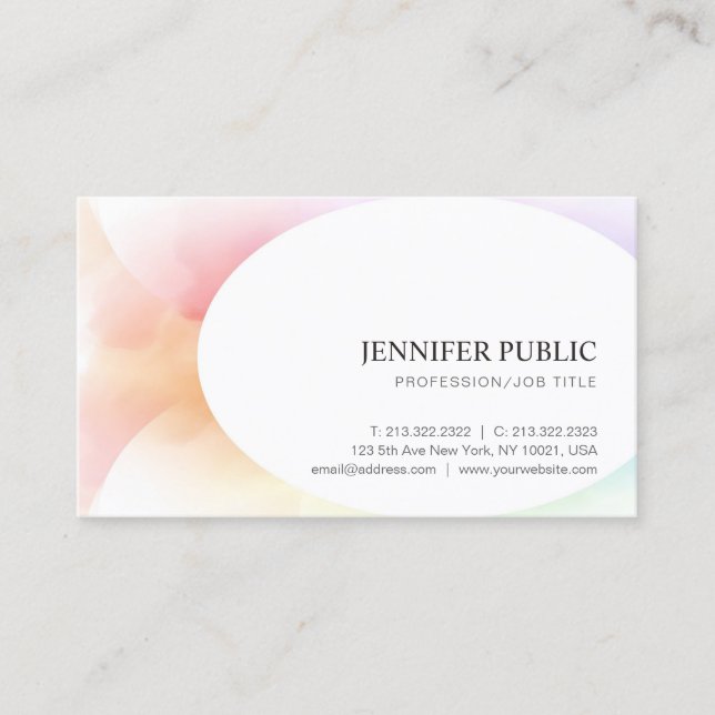 Trendy Colourful Modern Elegant Simple Template Business Card (Front)