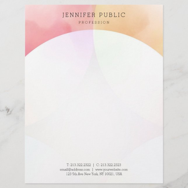 Trendy Colourful Modern Minimalist Elegant Templat Custom Letterhead (Front)
