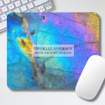 Trendy Colourful Modern Name Mouse Pad<br><div class="desc">Stunning and colourful rainbow hued labradorite stone photo makes the perfect backdrop for a simple and modern design. This is a closeup of a real natural labradorite stone with blue, purple, pink, yellow, and green. These can be used for any business or individual, or it would also be perfect for...</div>