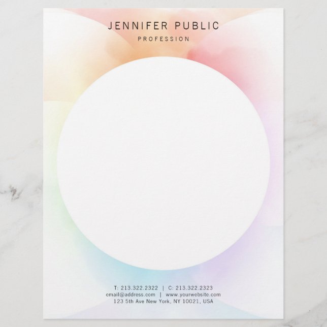 Trendy Colourful Modern Simple Design Template Custom Letterhead (Front)