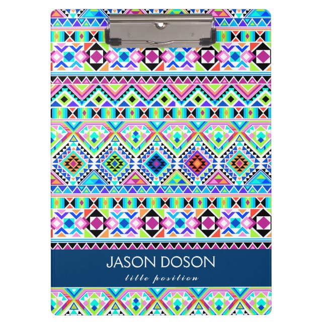Trendy Colourful Native Aztec Tribal Clipboard (Front)
