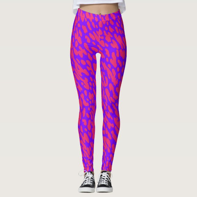 Trendy Colourful Neon Animal Print Safari Pattern  Leggings (Front)