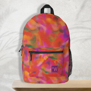 Trendy Colourful Pink Yellow Green Tie Dye Pattern Printed Backpack