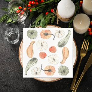 Trendy Colourful Pumpkin Pattern   Autumn Vibes Napkin
