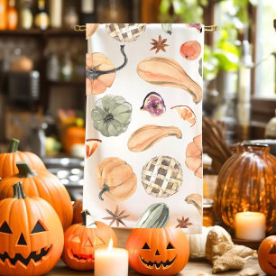 Trendy Colourful Pumpkin Pattern   Autumn Vibes Tea Towel