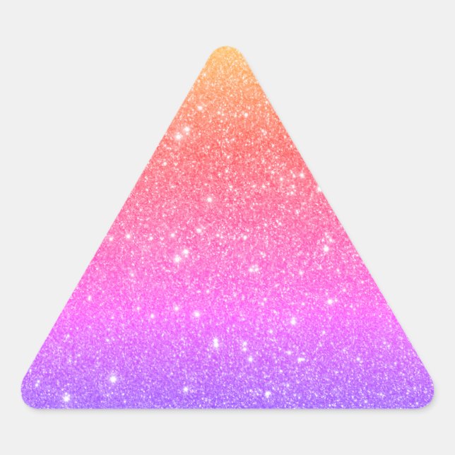 Trendy Colourful Rainbow Glitter  Triangle Sticker (Front)